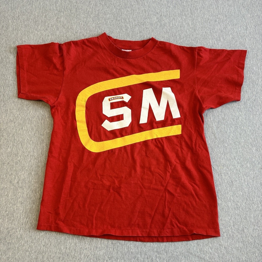 Vintage 90's Smirnoff Vodka Red Single Stitch Shirt Rare Men's Sz L Alcohol